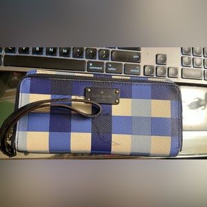 Blue checkered Kate spade wallet-Anita